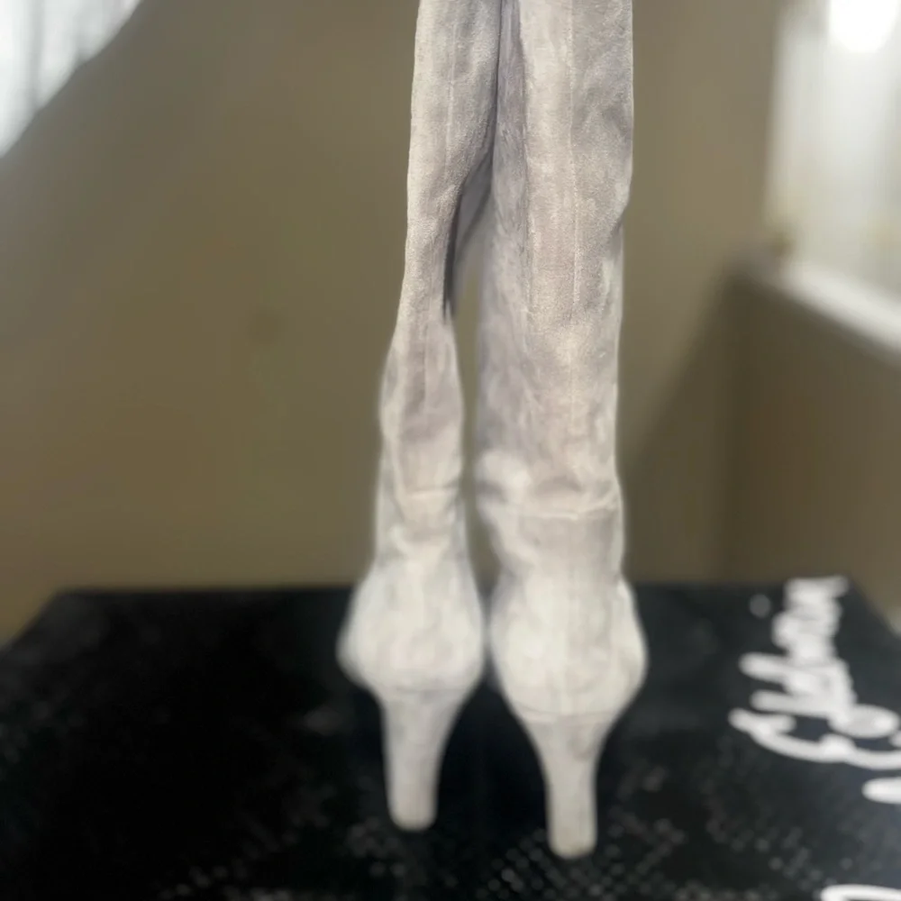 Sam Edelman Light Gray Suede Knee High Boots